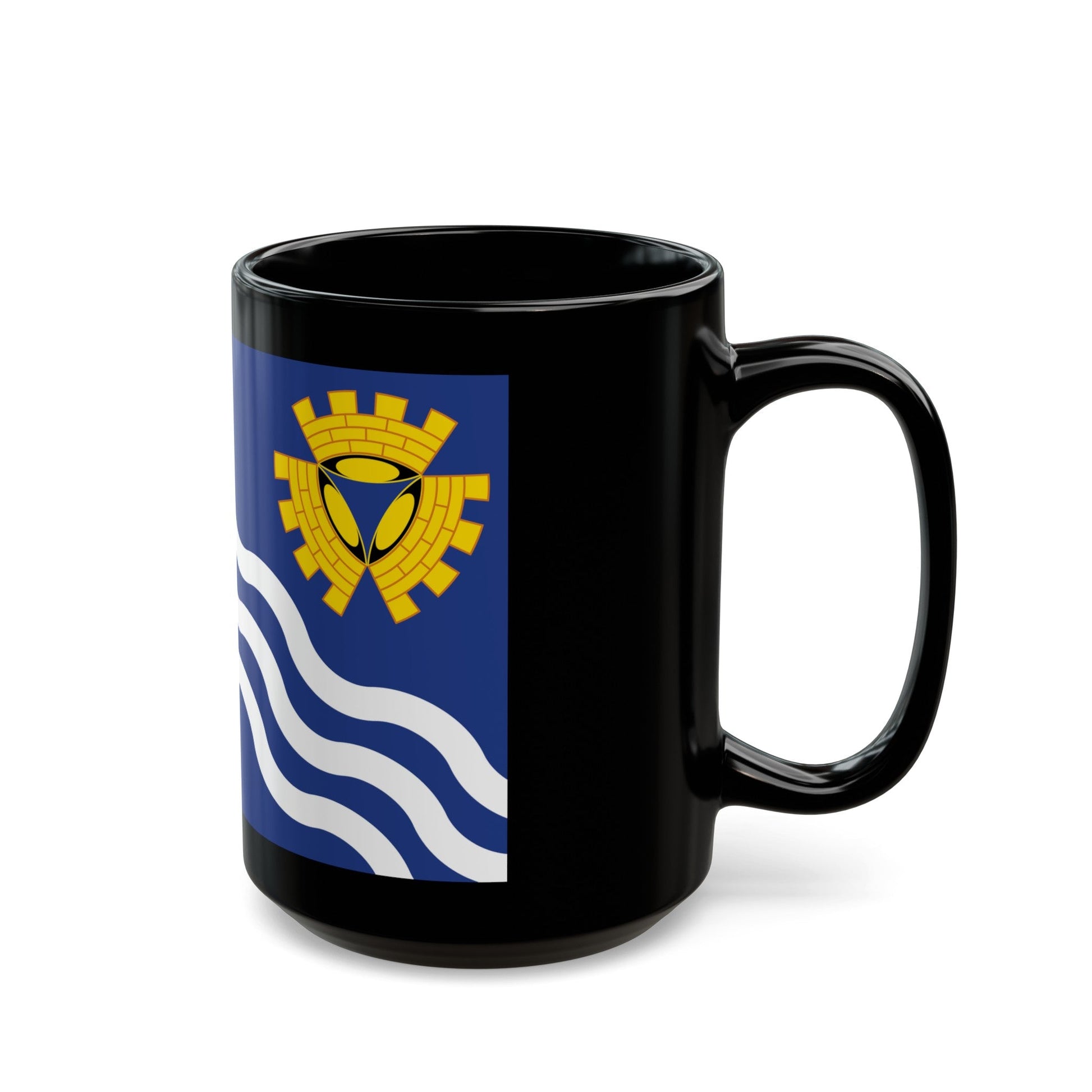 Flag of Merseyside UK - Black Coffee Mug-The Sticker Space