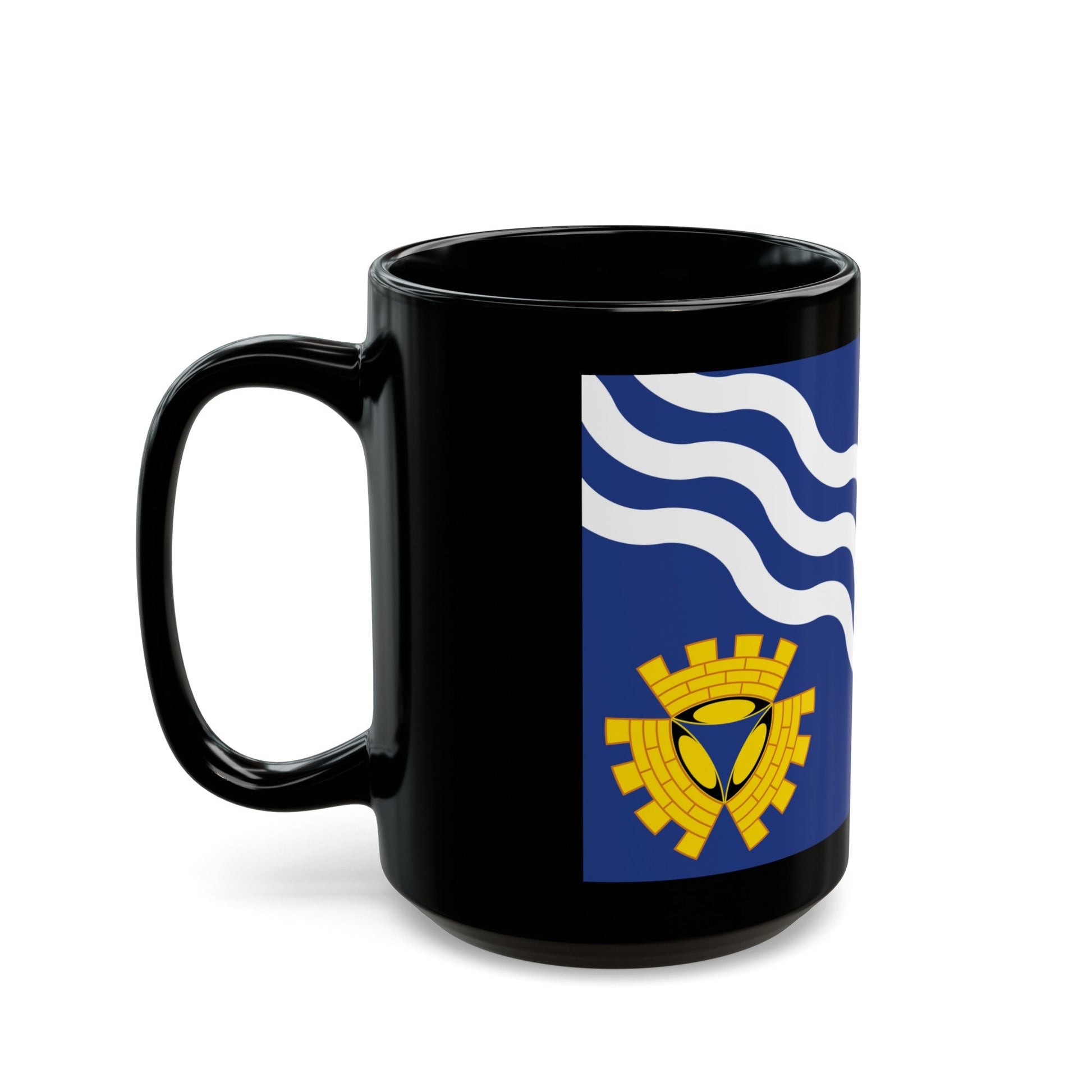 Flag of Merseyside UK - Black Coffee Mug-The Sticker Space