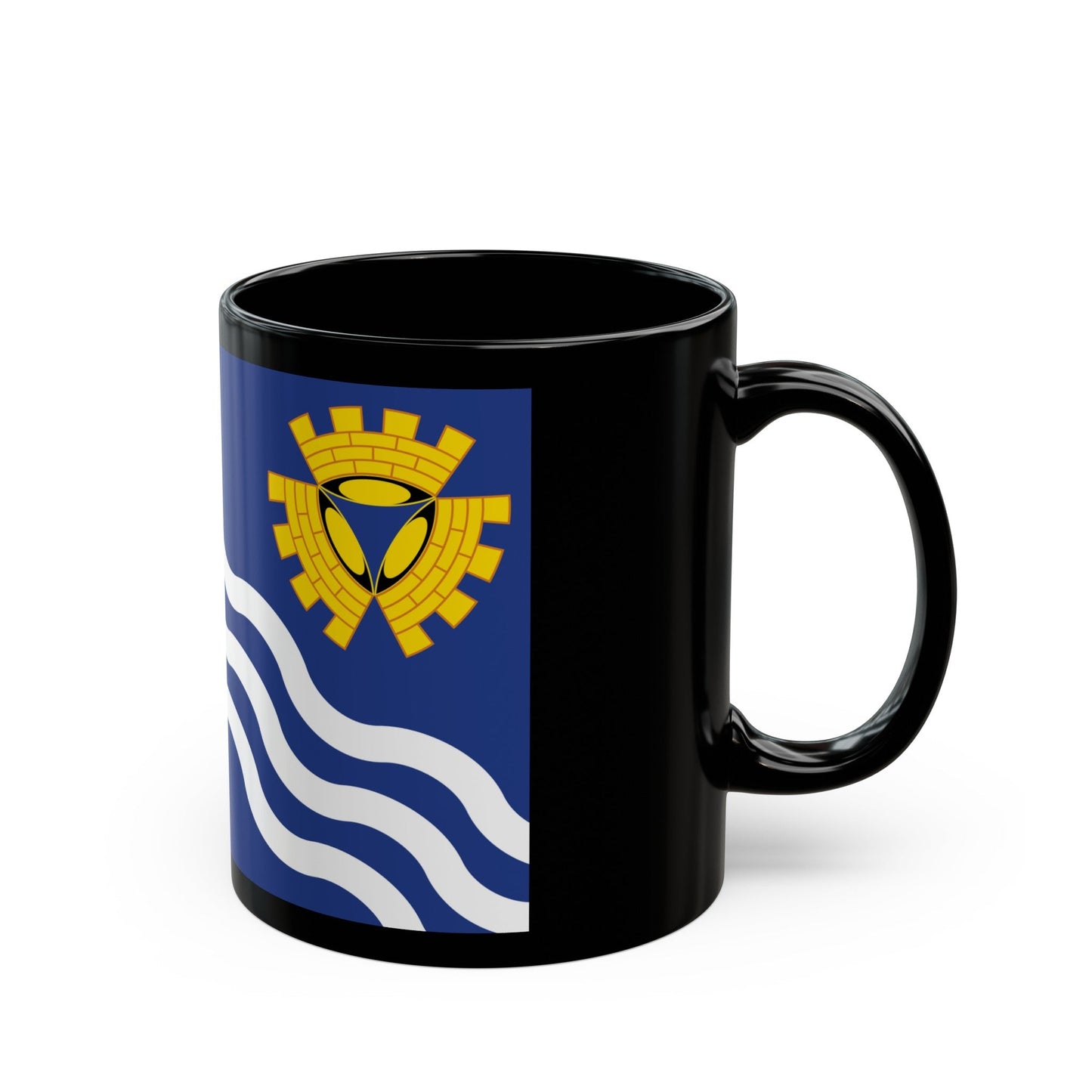 Flag of Merseyside UK - Black Coffee Mug-The Sticker Space