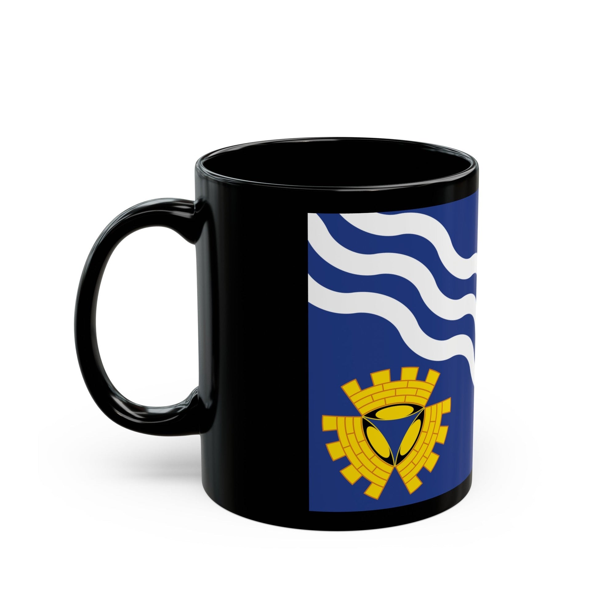 Flag of Merseyside UK - Black Coffee Mug-The Sticker Space