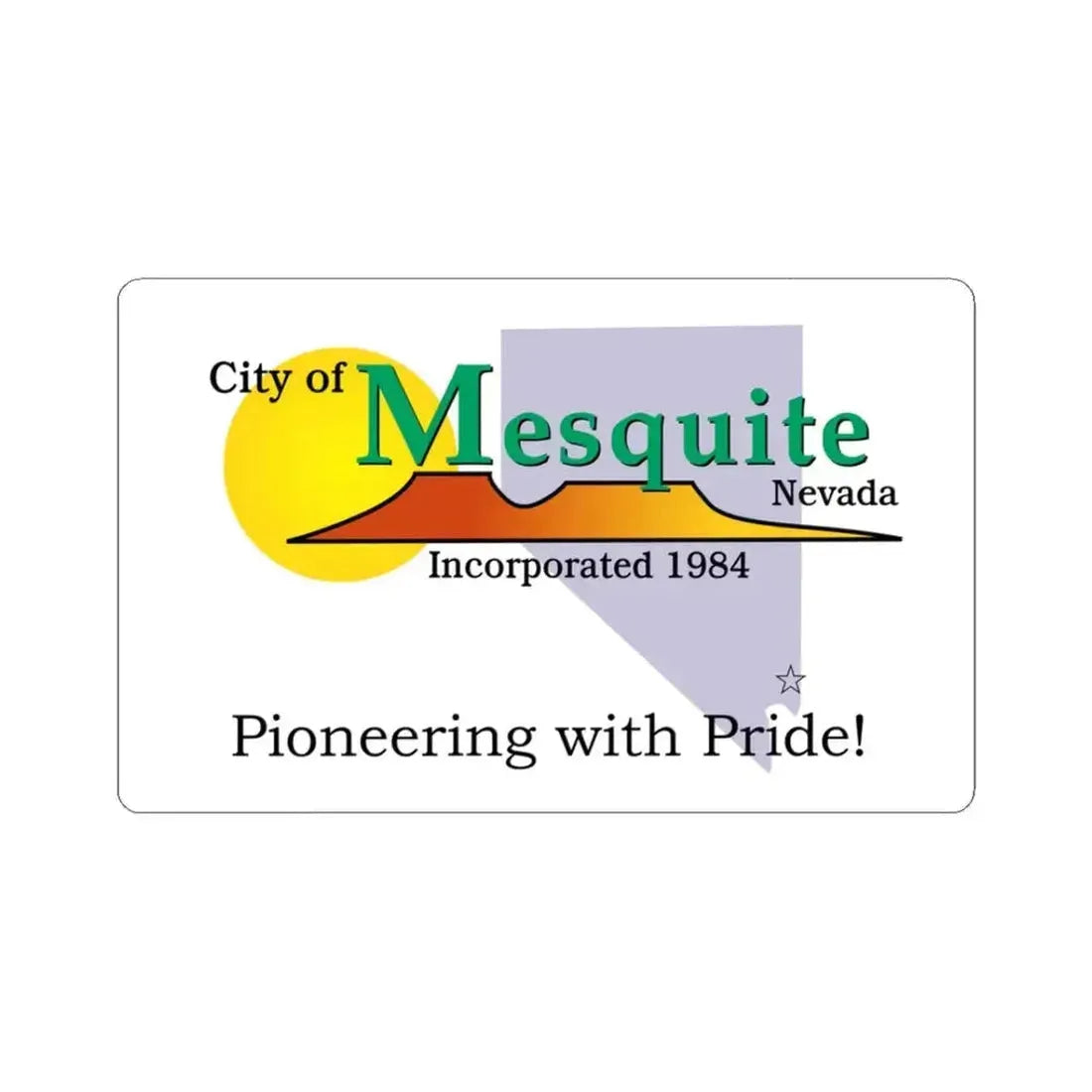Flag of Mesquite Nevada (United States) STICKER Vinyl Kiss-Cut Decal 3 Inch White - The Sticker Space