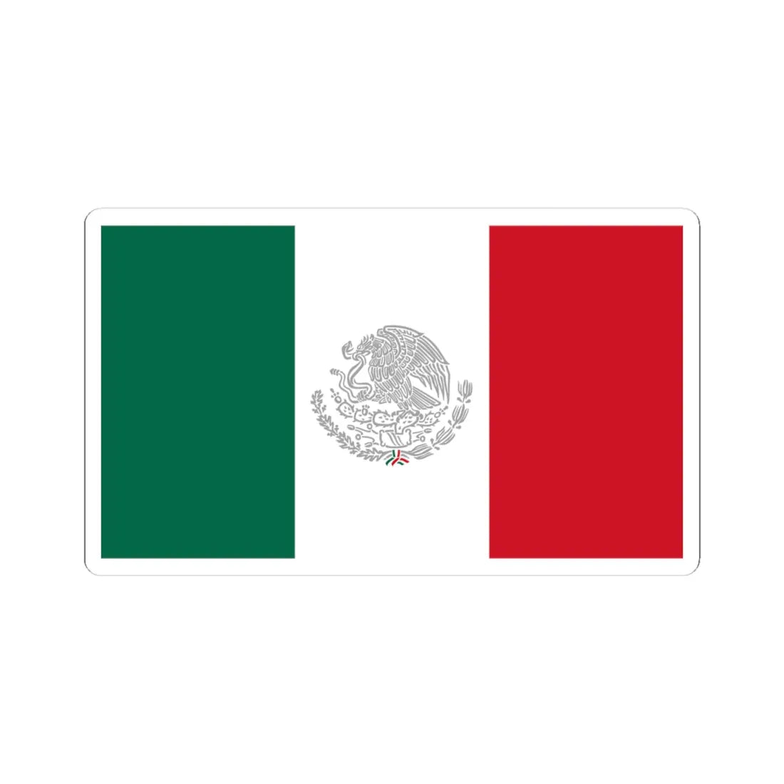 Flag of Mexico with Silver Arms (Mexico) STICKER Vinyl Kiss-Cut Decal 4 Inch White - The Sticker Space