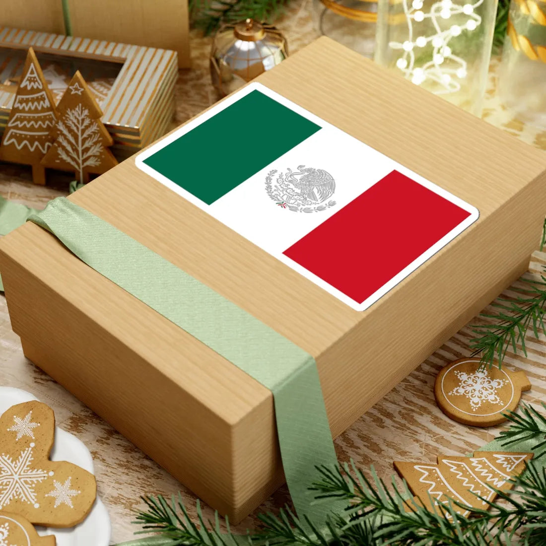 Flag of Mexico with Silver Arms (Mexico) STICKER Vinyl Kiss-Cut Decal - The Sticker Space