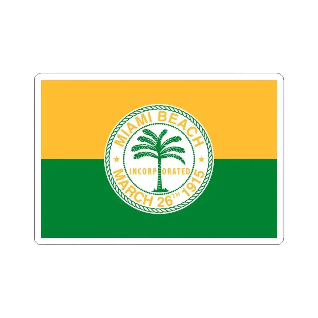 Flag of Miami Beach Florida (United States) STICKER Vinyl Kiss-Cut Decal 3 Inch White - The Sticker Space