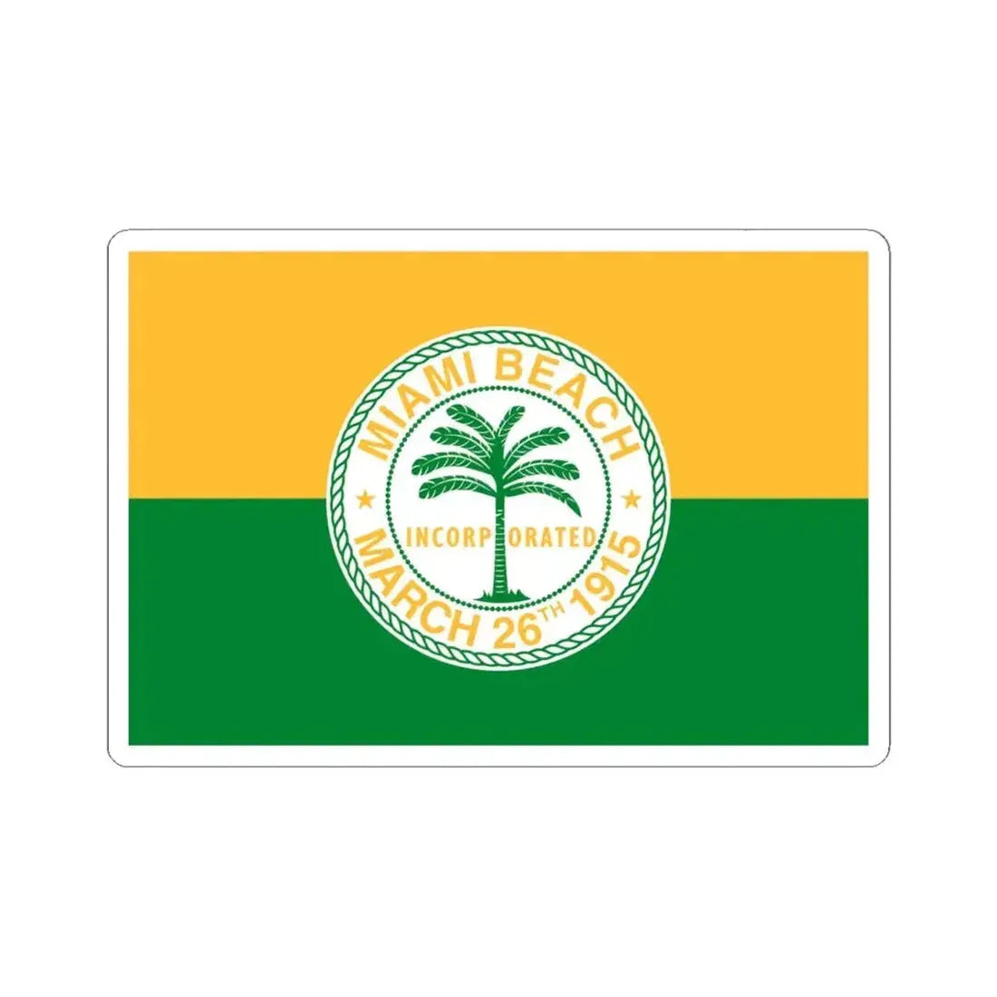 Flag of Miami Beach Florida (United States) STICKER Vinyl Kiss-Cut Decal 4 Inch White - The Sticker Space