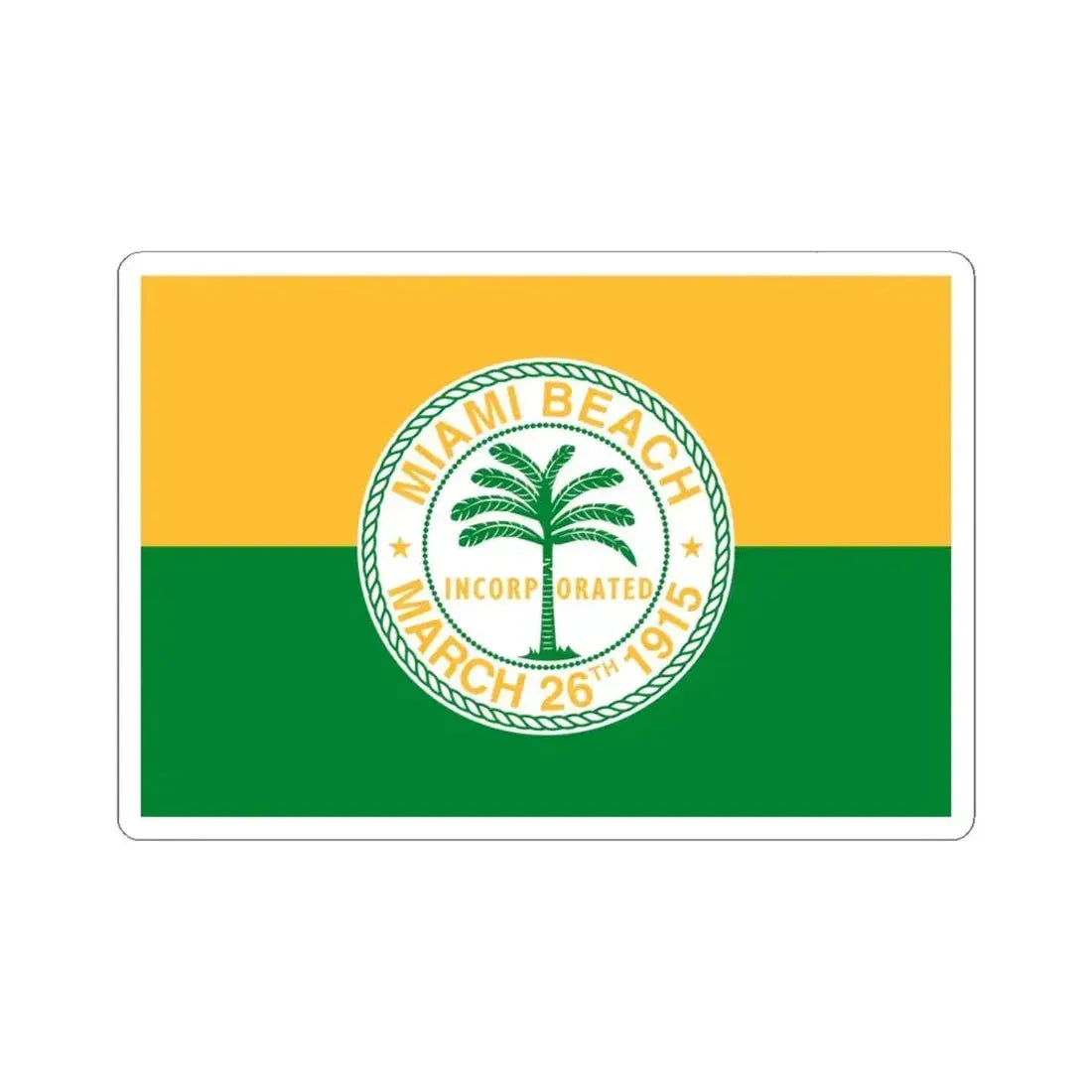 Flag of Miami Beach Florida (United States) STICKER Vinyl Kiss-Cut Decal 6 Inch White - The Sticker Space