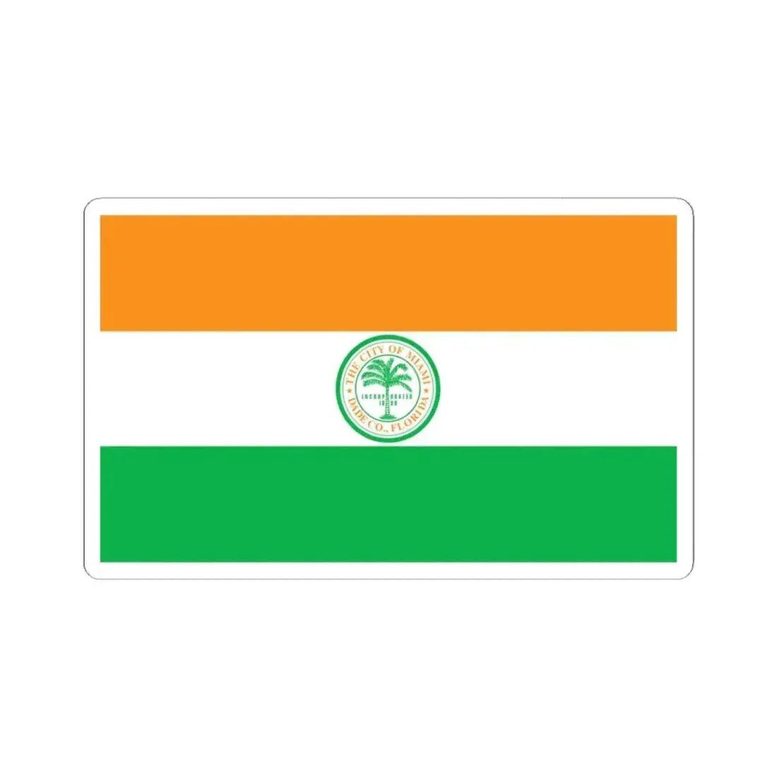 Flag of Miami Florida (United States) STICKER Vinyl Kiss-Cut Decal 4 Inch White - The Sticker Space