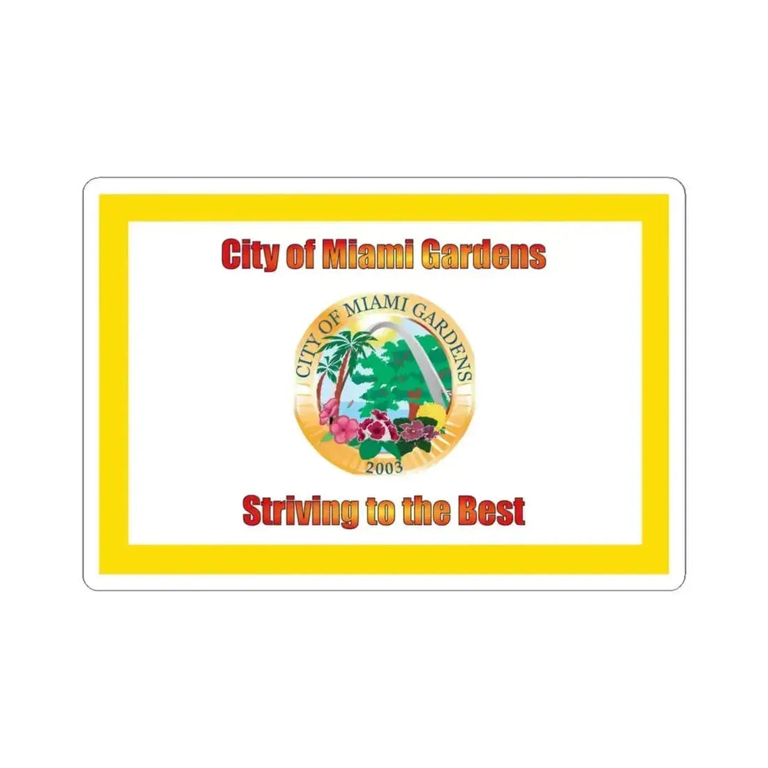 Flag of Miami Gardens Florida (United States) STICKER Vinyl Kiss-Cut Decal 4 Inch White - The Sticker Space