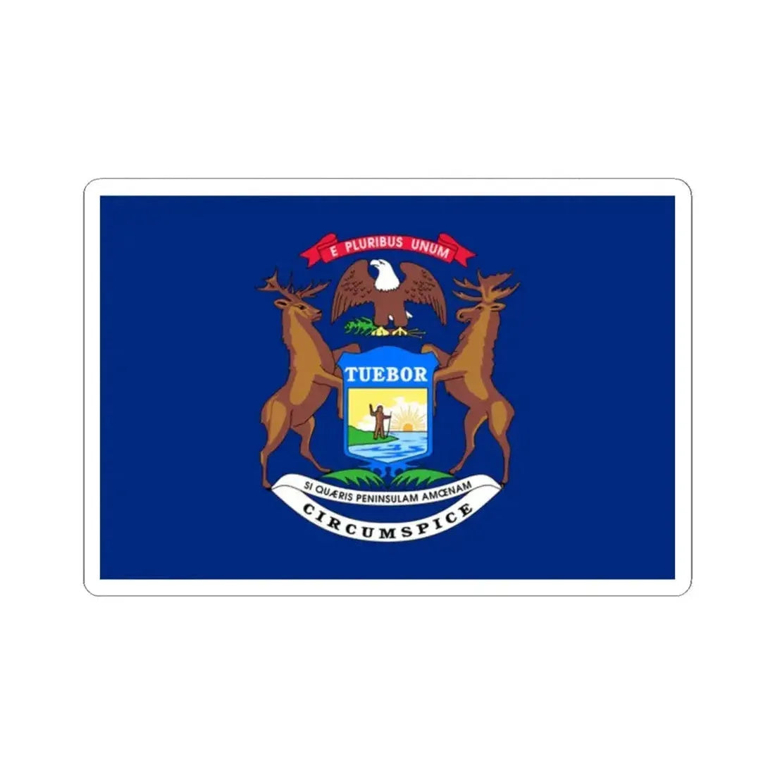 Flag of Michigan 3-2 (United States) STICKER Vinyl Kiss-Cut Decal 2 Inch White - The Sticker Space