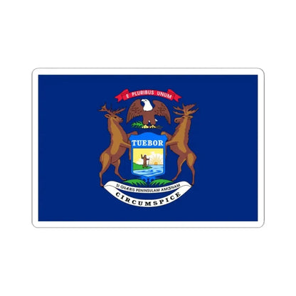 Flag of Michigan 3-2 (United States) STICKER Vinyl Kiss-Cut Decal 2 Inch White - The Sticker Space