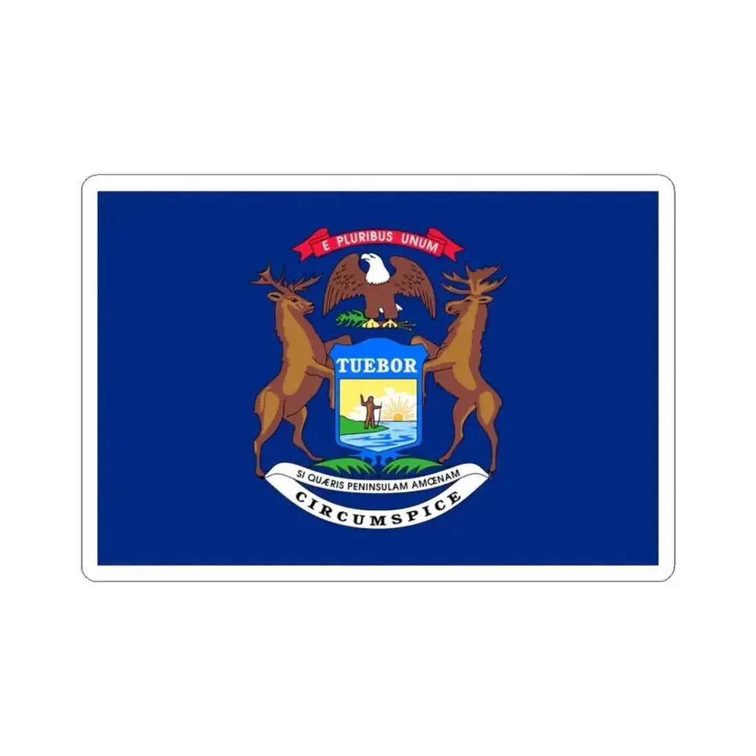 Flag of Michigan 3-2 (United States) STICKER Vinyl Kiss-Cut Decal 3 Inch White - The Sticker Space