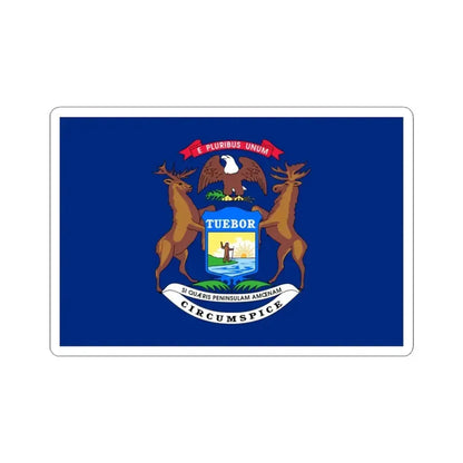 Flag of Michigan 3-2 (United States) STICKER Vinyl Kiss-Cut Decal 3 Inch White - The Sticker Space