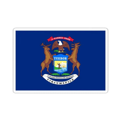 Flag of Michigan 3-2 (United States) STICKER Vinyl Kiss-Cut Decal 4 Inch White - The Sticker Space