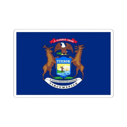 Flag of Michigan 3-2 (United States) STICKER Vinyl Kiss-Cut Decal 6 Inch White - The Sticker Space