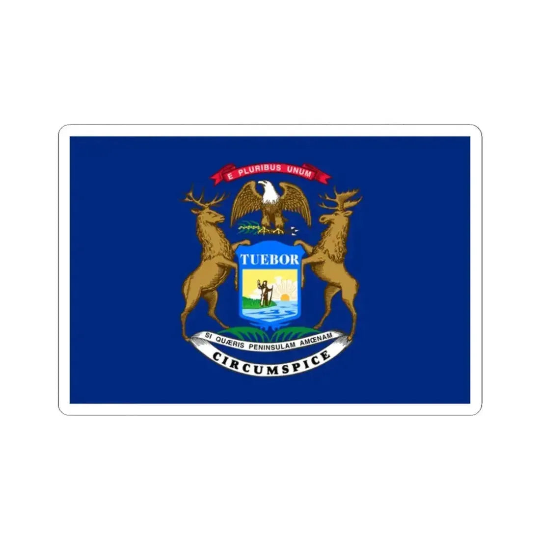 Flag of Michigan (United States) STICKER Vinyl Kiss-Cut Decal 2 Inch White - The Sticker Space