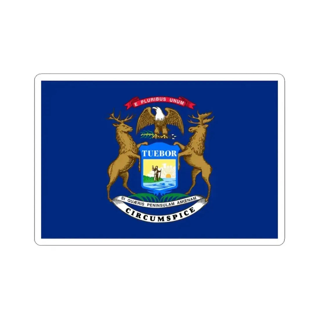 Flag of Michigan (United States) STICKER Vinyl Kiss-Cut Decal 3 Inch White - The Sticker Space