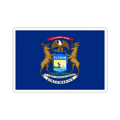 Flag of Michigan (United States) STICKER Vinyl Kiss-Cut Decal 3 Inch White - The Sticker Space