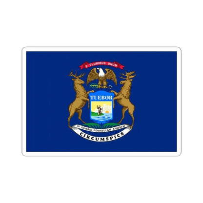 Flag of Michigan (United States) STICKER Vinyl Kiss-Cut Decal 4 Inch White - The Sticker Space