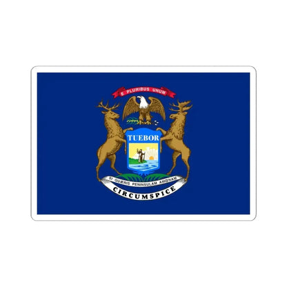 Flag of Michigan (United States) STICKER Vinyl Kiss-Cut Decal 6 Inch White - The Sticker Space