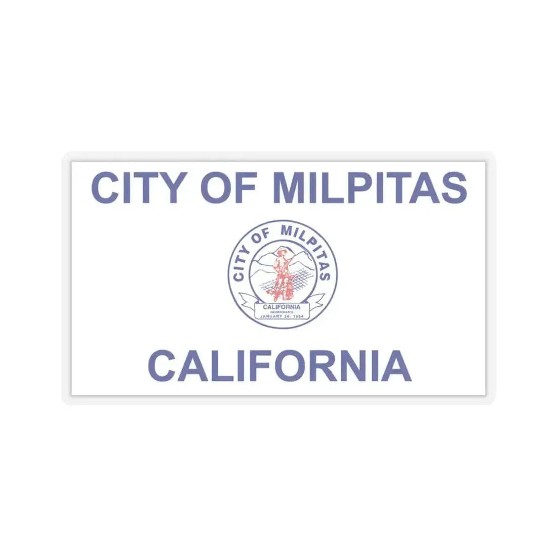 Flag of Milpitas, California - STICKER Vinyl Kiss-Cut Decal 4 Inch Transparent - The Sticker Space