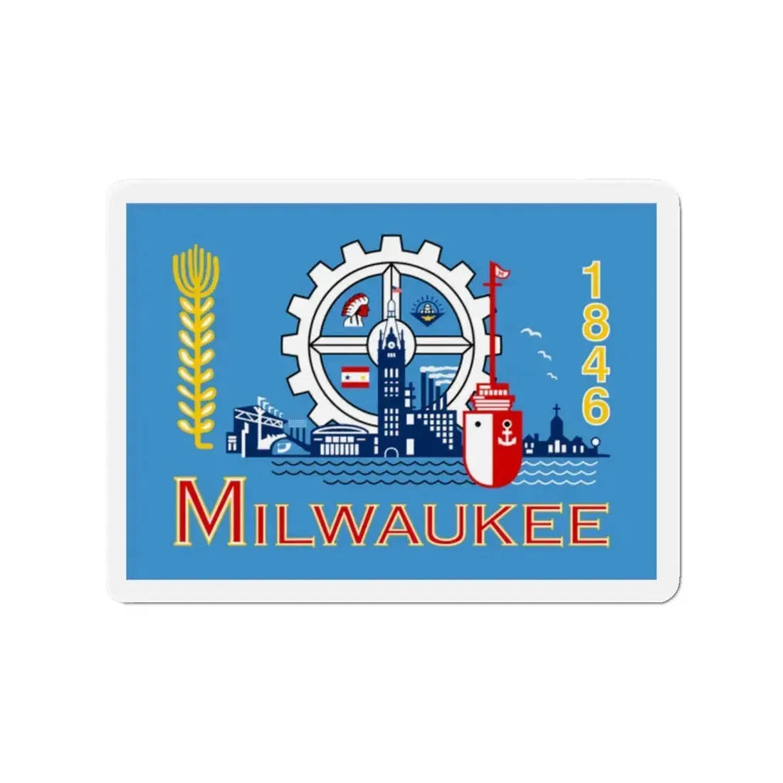 Flag of Milwaukee Wisconsin - Refrigerator Magnet 2 Inch - The Sticker Space