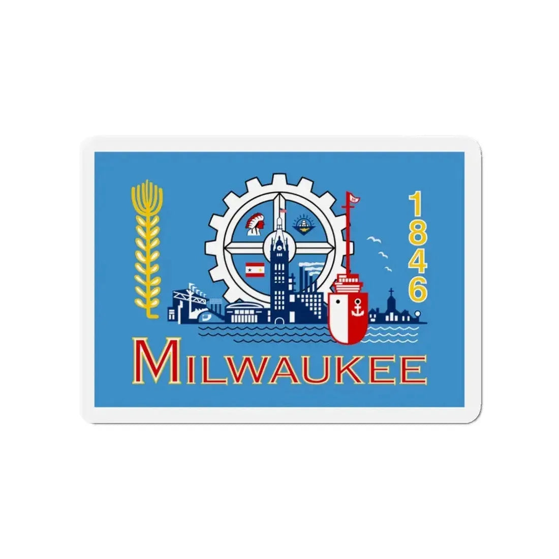Flag of Milwaukee Wisconsin - Refrigerator Magnet 3 Inch - The Sticker Space