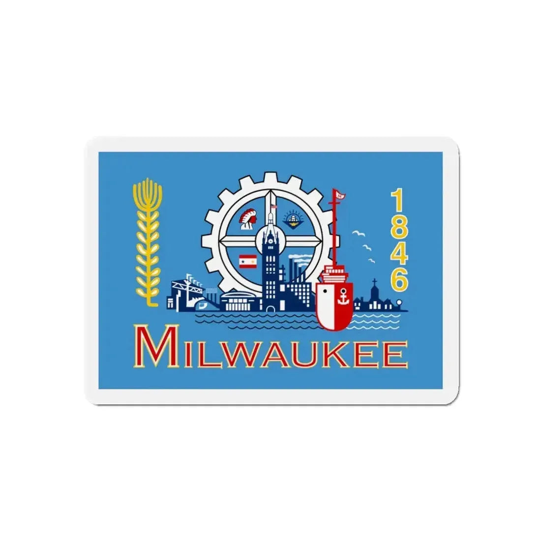 Flag of Milwaukee Wisconsin - Refrigerator Magnet 5 Inch - The Sticker Space