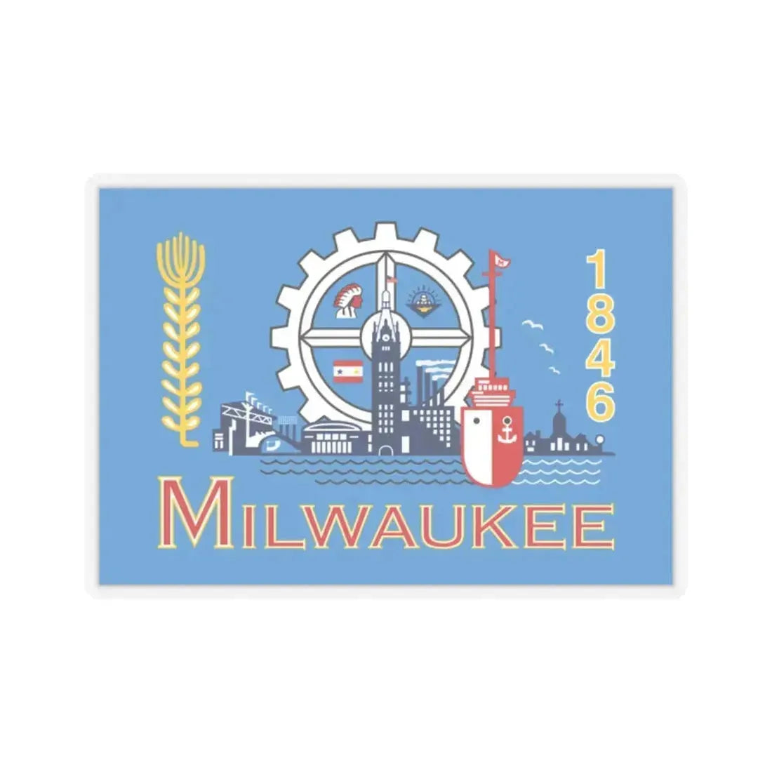 Flag of Milwaukee, Wisconsin - STICKER Vinyl Kiss-Cut Decal 2 Inch Transparent - The Sticker Space