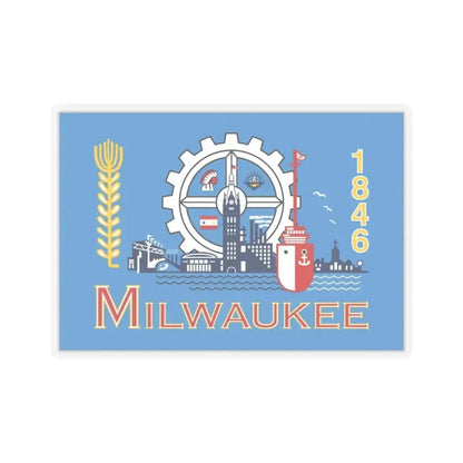 Flag of Milwaukee, Wisconsin - STICKER Vinyl Kiss-Cut Decal 3 Inch Transparent - The Sticker Space