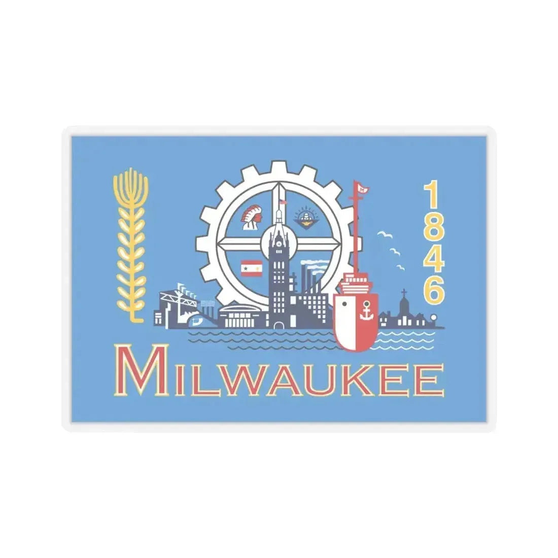 Flag of Milwaukee, Wisconsin - STICKER Vinyl Kiss-Cut Decal 6 Inch Transparent - The Sticker Space
