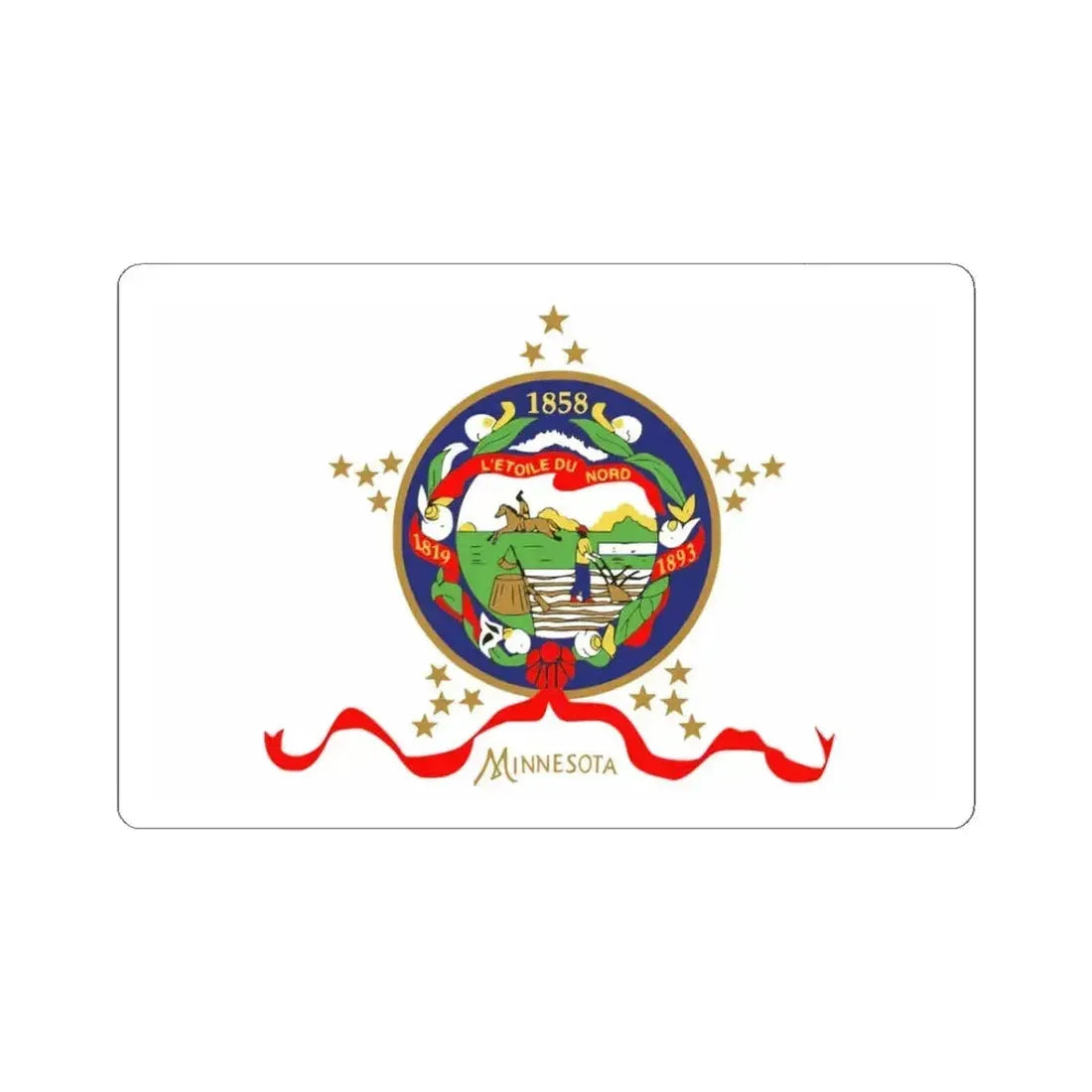 Flag of Minnesota 1893-1957 obverse 3.5 ratio (United States) STICKER Vinyl Kiss-Cut Decal 3 Inch White - The Sticker Space