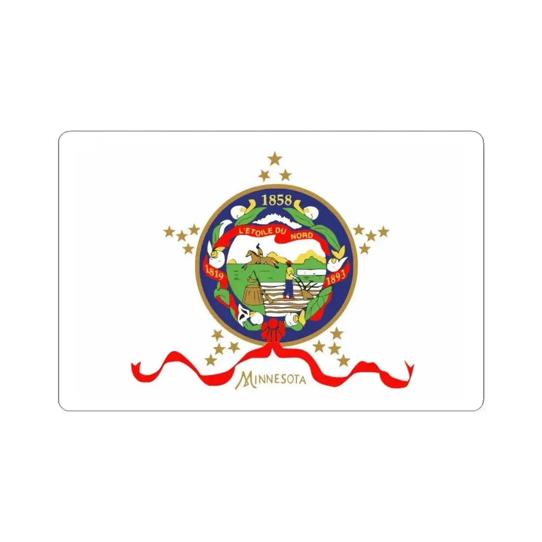 Flag of Minnesota 1893-1957 obverse 3.5 ratio (United States) STICKER Vinyl Kiss-Cut Decal 6 Inch White - The Sticker Space