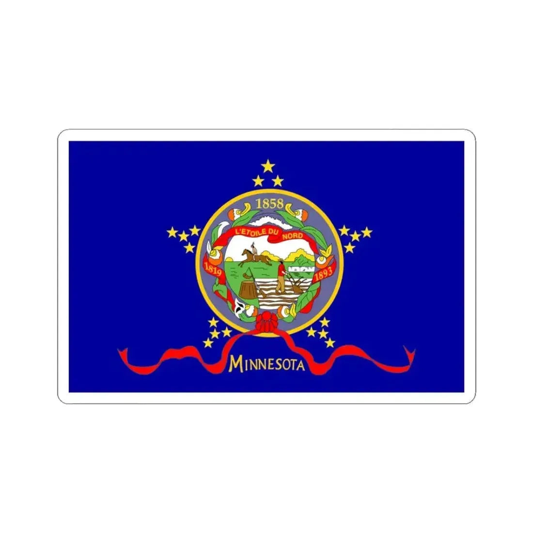 Flag of Minnesota 1893 (United States) STICKER Vinyl Kiss-Cut Decal 3 Inch White - The Sticker Space