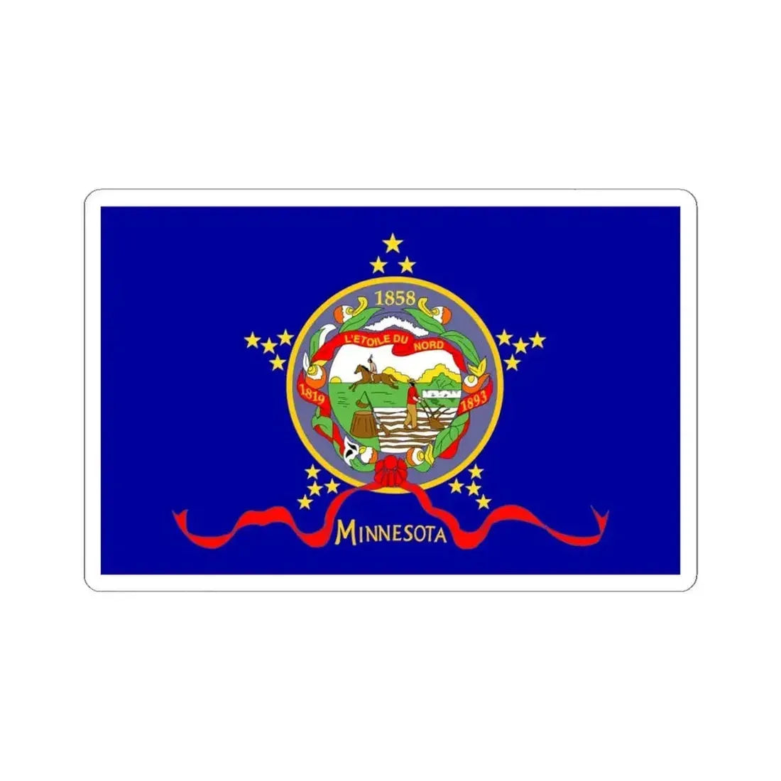 Flag of Minnesota 1893 (United States) STICKER Vinyl Kiss-Cut Decal 4 Inch White - The Sticker Space