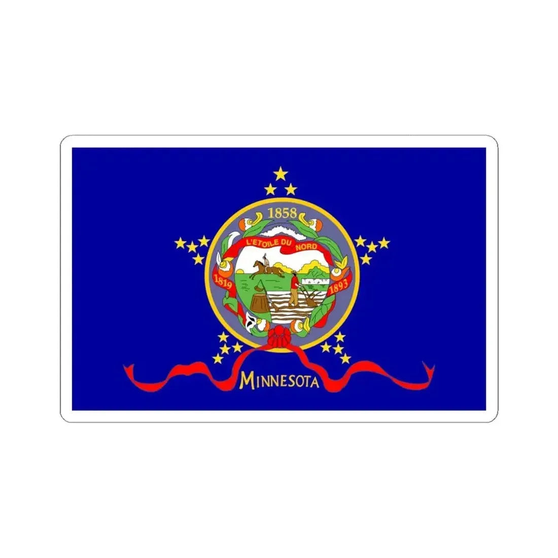 Flag of Minnesota 1893 (United States) STICKER Vinyl Kiss-Cut Decal 6 Inch White - The Sticker Space