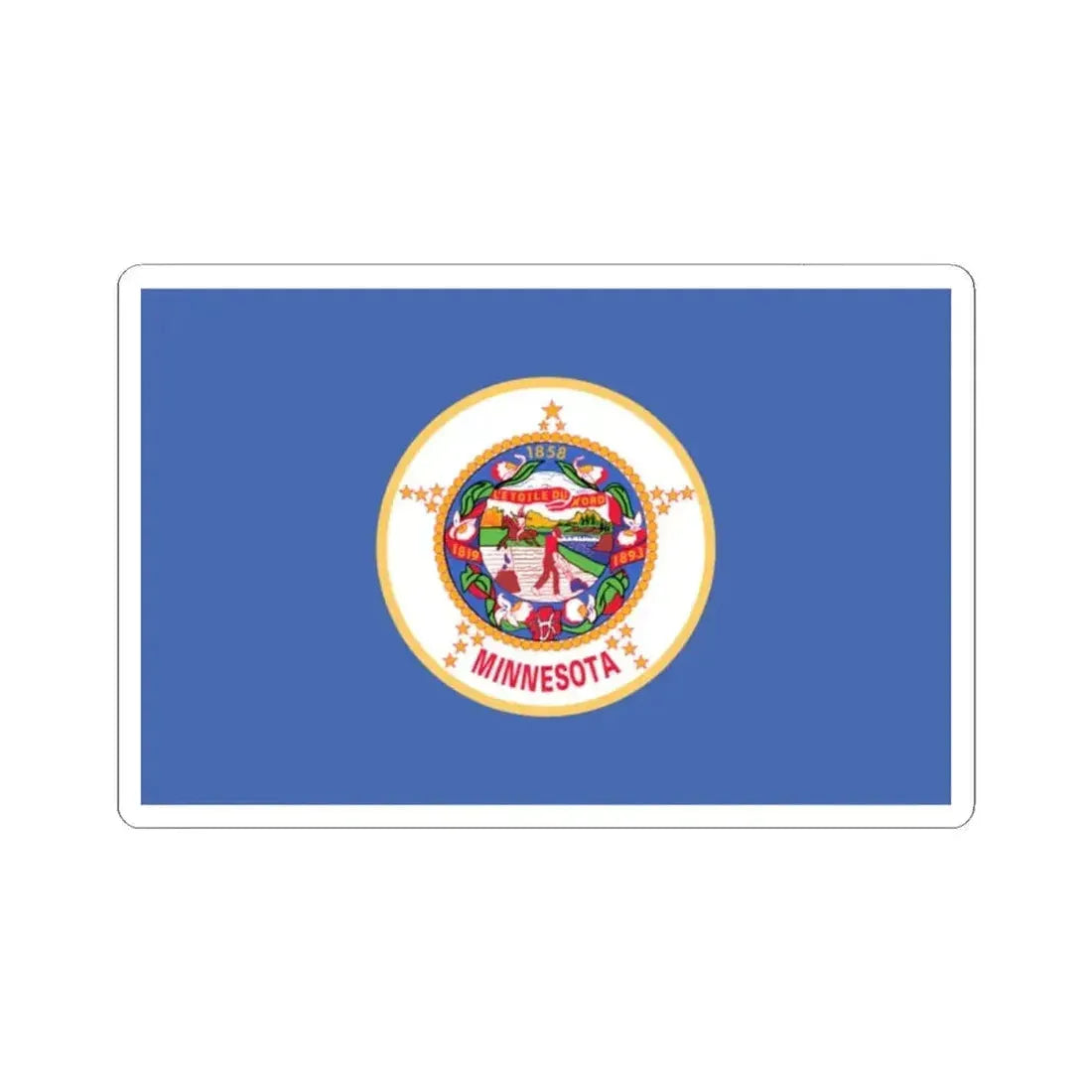 Flag of Minnesota 1983-2024 (United States) STICKER Vinyl Kiss-Cut Decal 2 Inch White - The Sticker Space