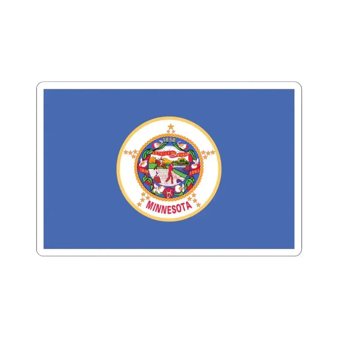 Flag of Minnesota 1983-2024 (United States) STICKER Vinyl Kiss-Cut Decal 3 Inch White - The Sticker Space