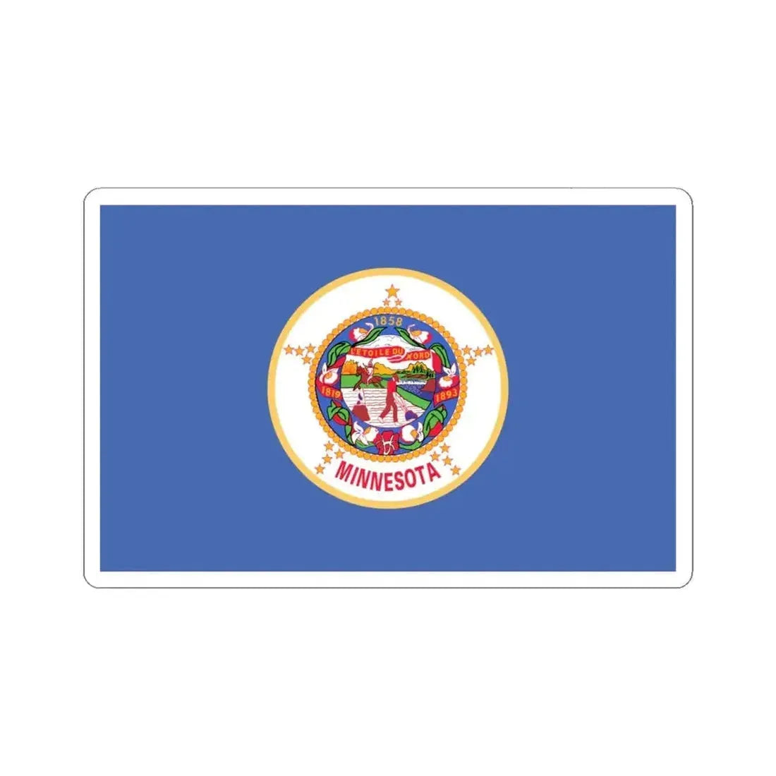 Flag of Minnesota 1983-2024 (United States) STICKER Vinyl Kiss-Cut Decal 4 Inch White - The Sticker Space