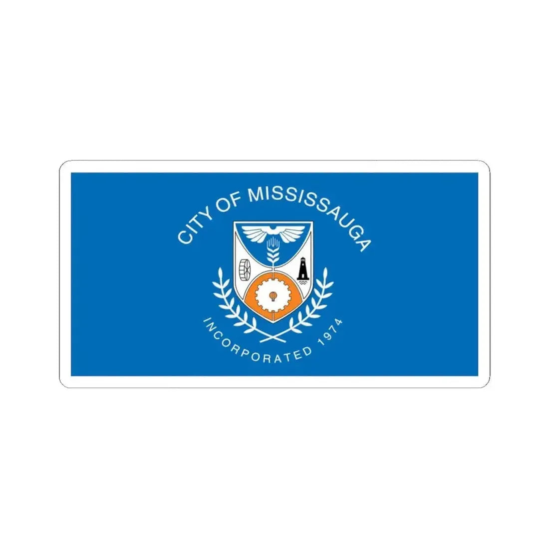 Flag of Mississauga Ontario (Canada) STICKER Vinyl Kiss-Cut Decal 4 Inch White - The Sticker Space