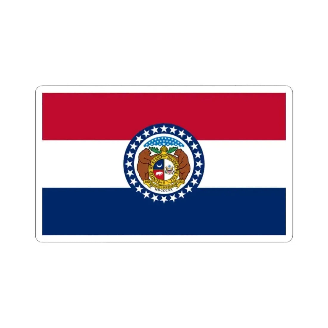 Flag of Missouri (United States) STICKER Vinyl Kiss-Cut Decal 2 Inch White - The Sticker Space