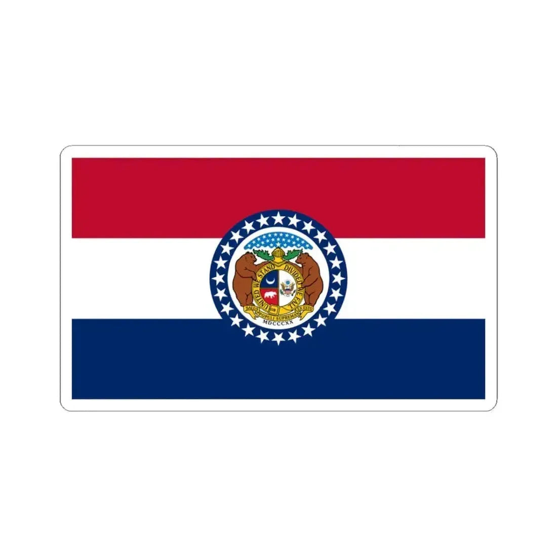 Flag of Missouri (United States) STICKER Vinyl Kiss-Cut Decal 3 Inch White - The Sticker Space