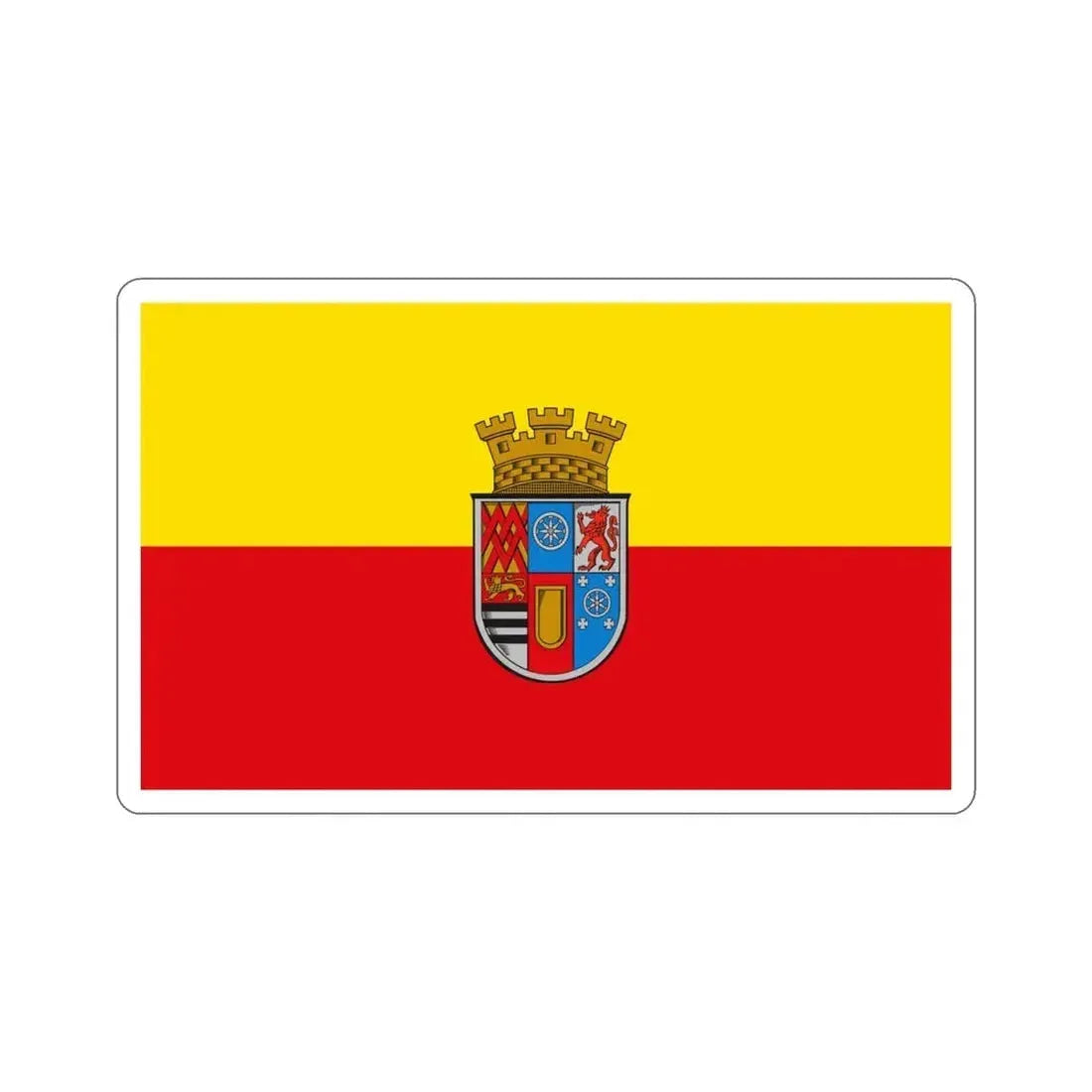 Flag of Mülheim an der Ruhr mit Wappen Germany STICKER Vinyl Die-Cut Decal 4 Inch - The Sticker Space