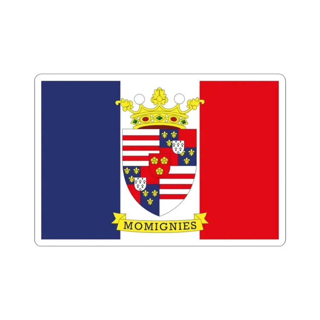 Flag of Momignies Belgium (Belgium) STICKER Vinyl Kiss-Cut Decal 3 Inch White - The Sticker Space