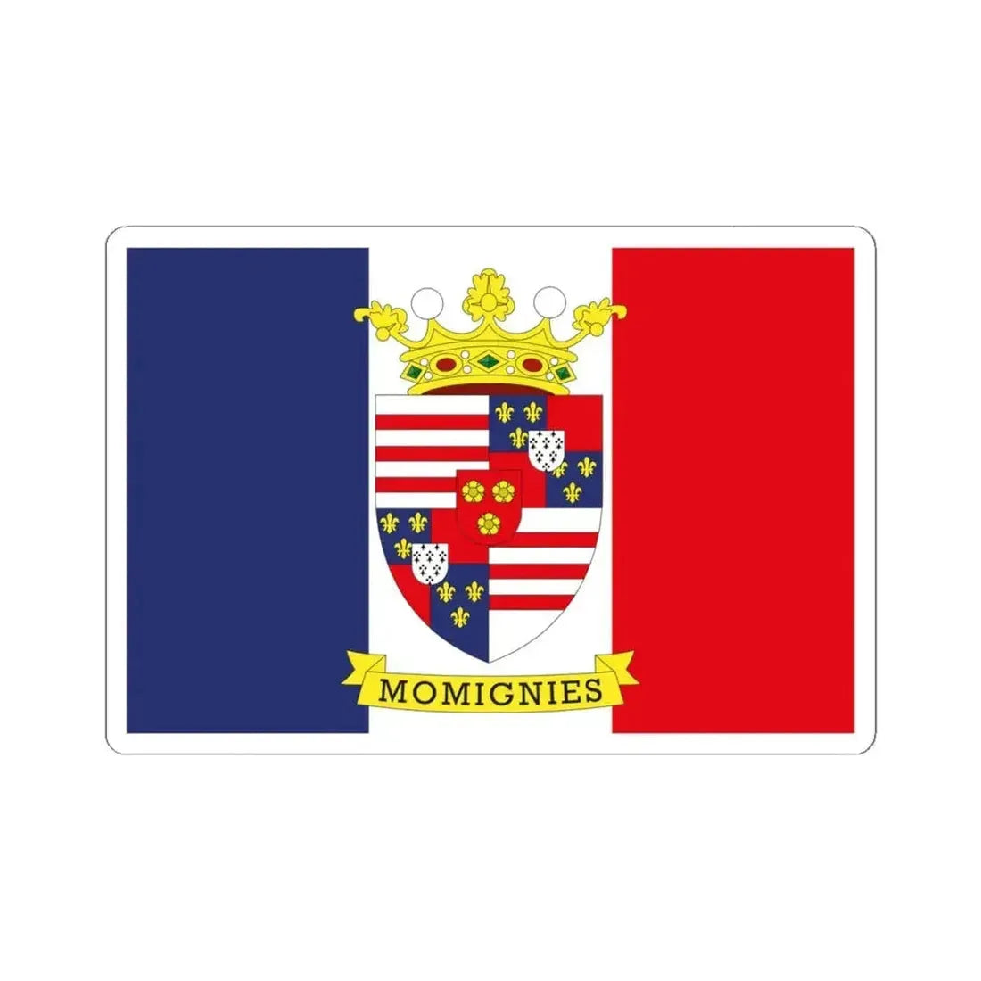 Flag of Momignies Belgium (Belgium) STICKER Vinyl Kiss-Cut Decal 6 Inch White - The Sticker Space