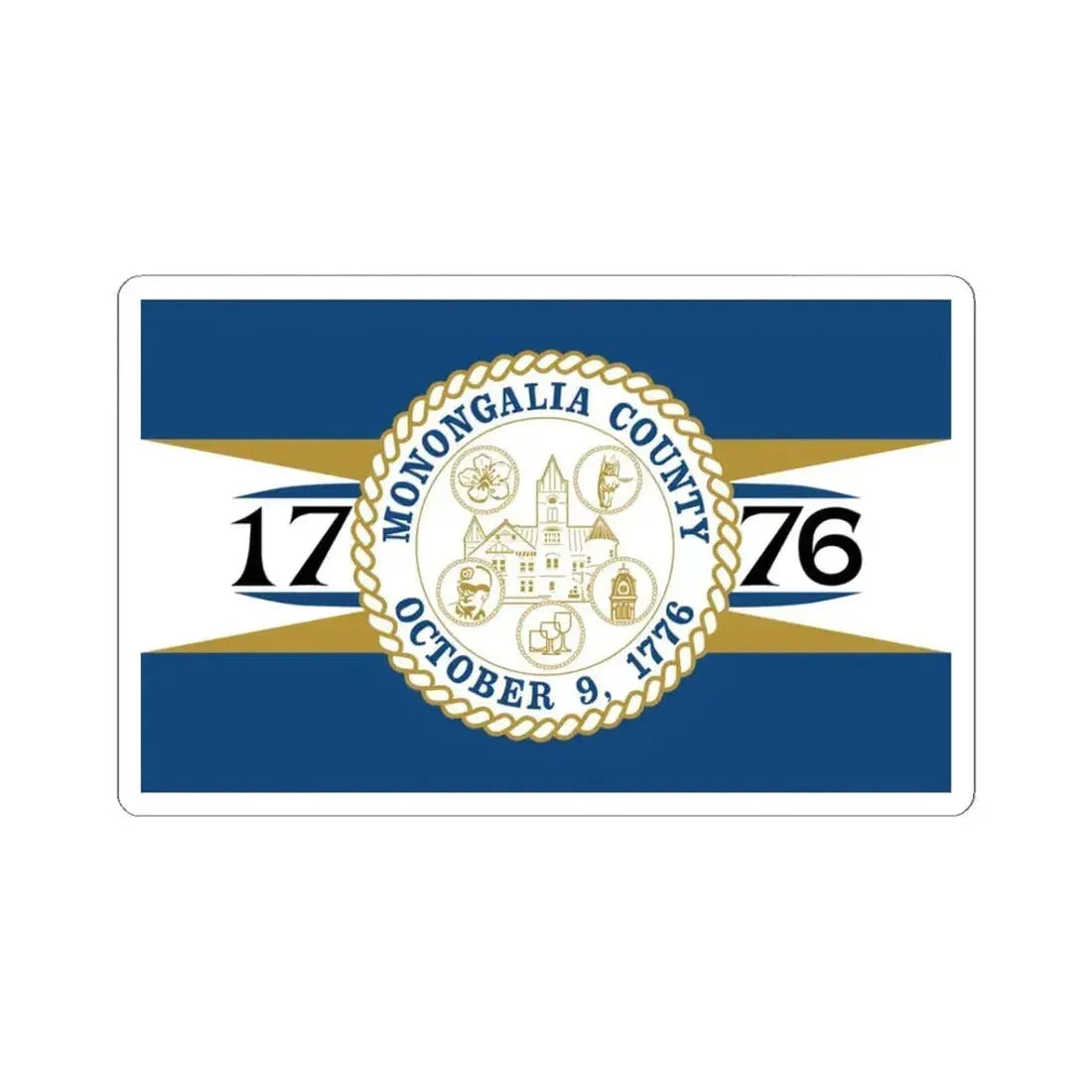 Flag of Monongalia County West Virginia (United States) STICKER Vinyl Kiss-Cut Decal 3 Inch White - The Sticker Space