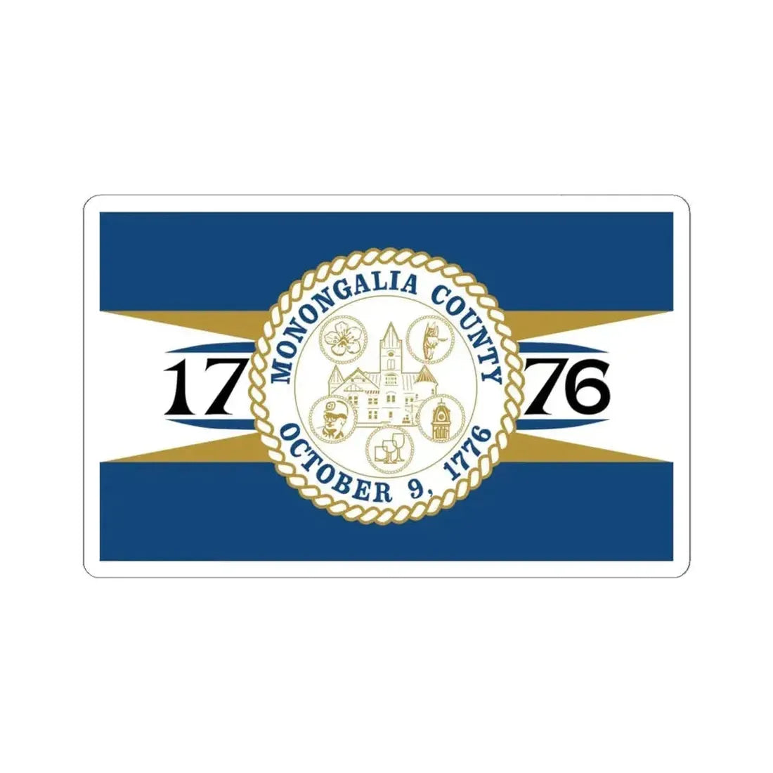 Flag of Monongalia County West Virginia (United States) STICKER Vinyl Kiss-Cut Decal 4 Inch White - The Sticker Space