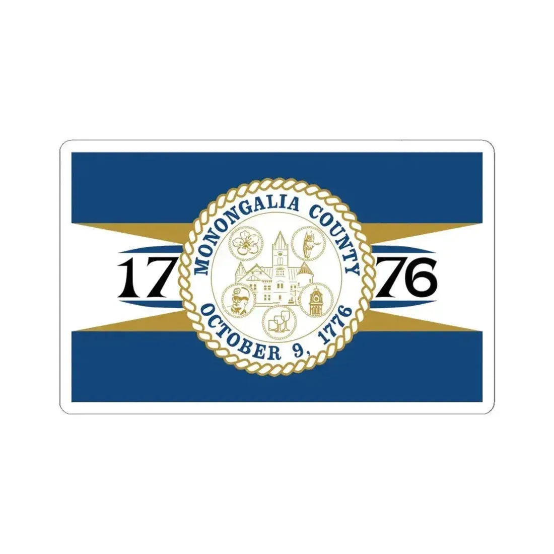 Flag of Monongalia County West Virginia (United States) STICKER Vinyl Kiss-Cut Decal 6 Inch White - The Sticker Space