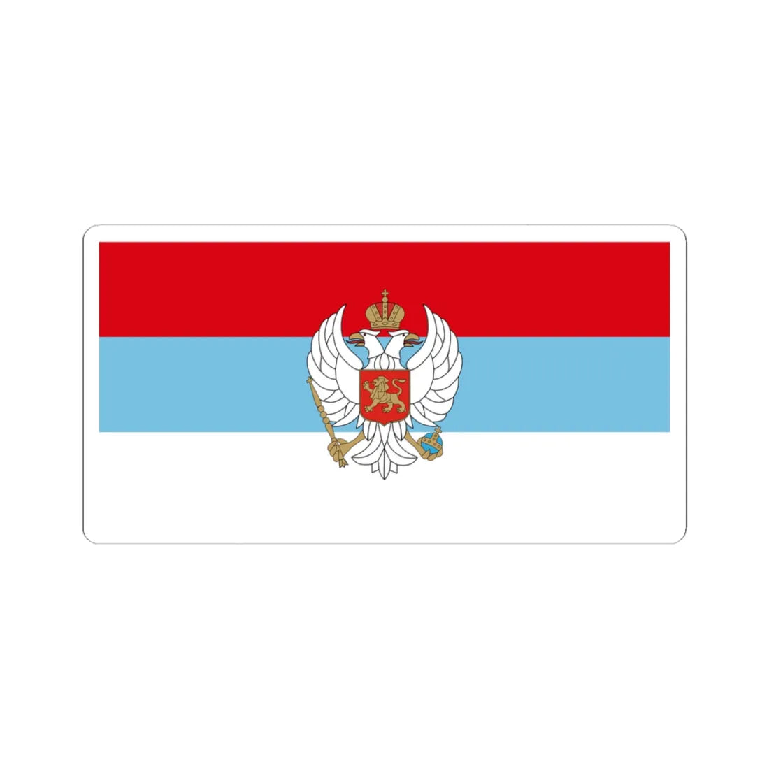 Flag of Montenegro 1993-2004 with coat of arms (Montenegro) STICKER Vinyl Kiss-Cut Decal 3 Inch White - The Sticker Space