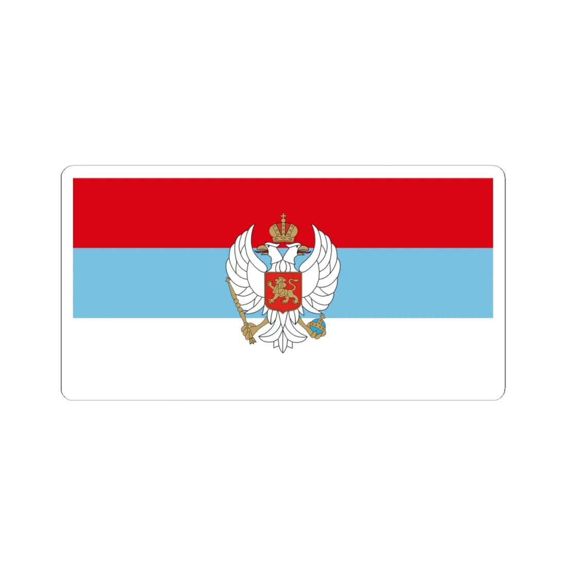 Flag of Montenegro 1993-2004 with coat of arms (Montenegro) STICKER Vinyl Kiss-Cut Decal 4 Inch White - The Sticker Space