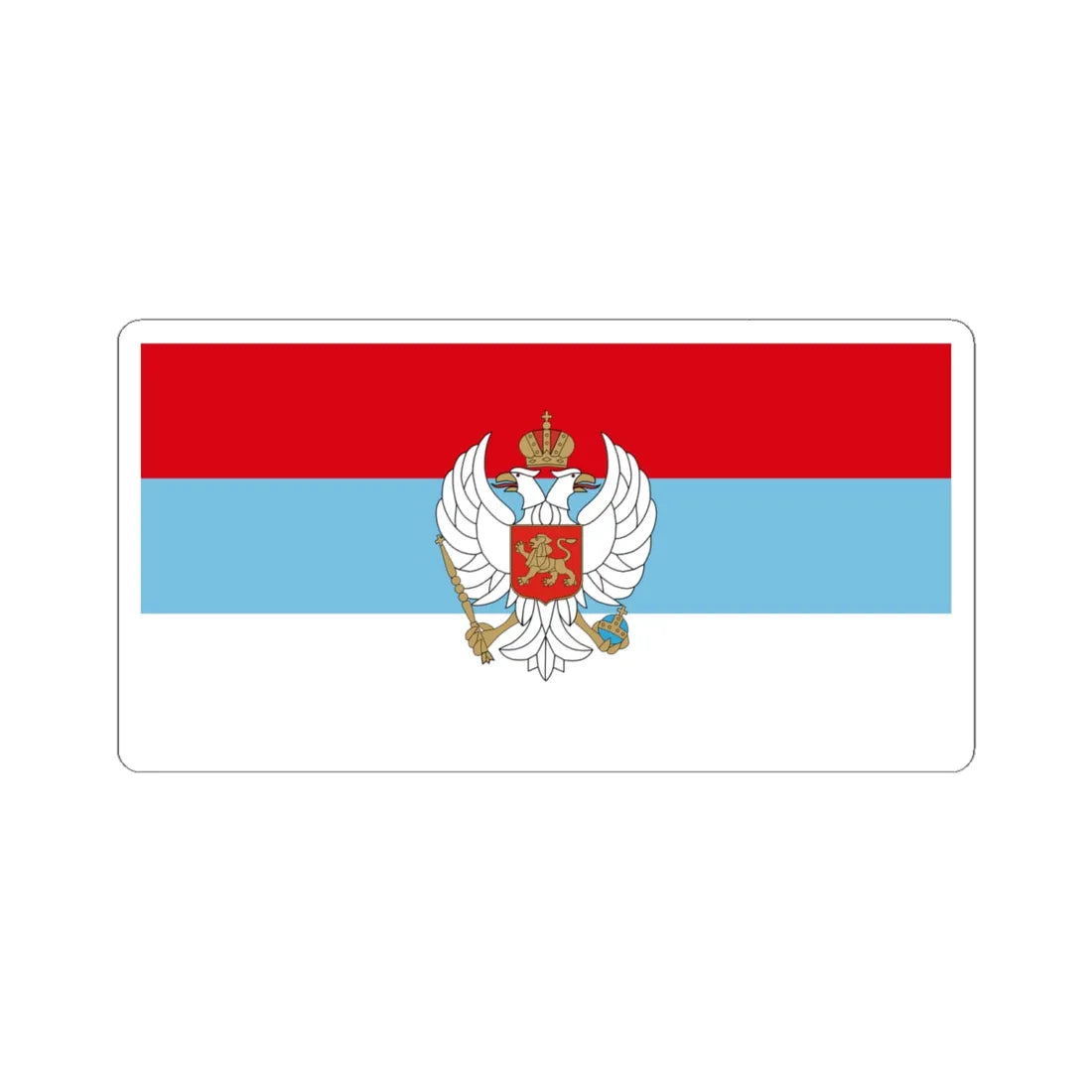 Flag of Montenegro 1993-2004 with coat of arms (Montenegro) STICKER Vinyl Kiss-Cut Decal 6 Inch White - The Sticker Space